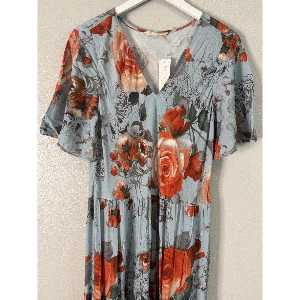 NWT Soft Surroundings First Blooms Maxi Dress M Blue Porcelain‎ Rose Floral Boho - Picture 7 of 10